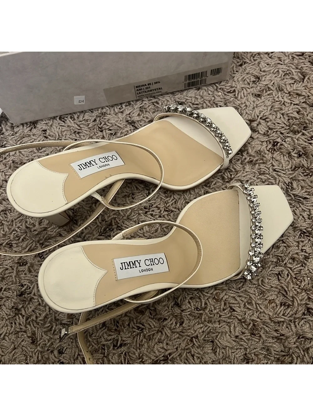 Jimmy Choo Meira 85 Embellished High Heel Sandals, Size 39.5 NEW in Box